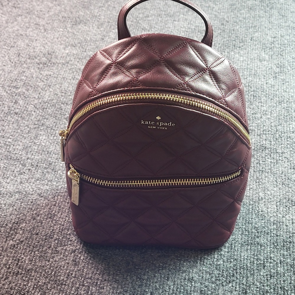 Kate Spade Natalia Mini Convertible Backpack Cherrywood Quilted Leather - Picture 7 of 13